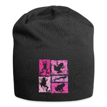 Retro frog graphic for women and girls - Jersey Beanie - black - Front