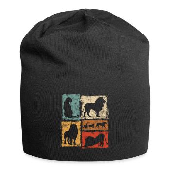 Lion Perspectives : Graphique de style rétro - Bonnet en jersey - noir - Devant
