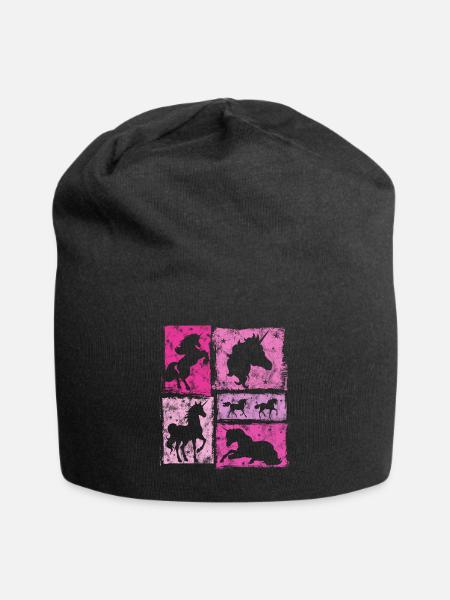 Einhorn Perspektiven – Vintage-Stil Mit Sternen - Jersey-Beanie - Schwarz