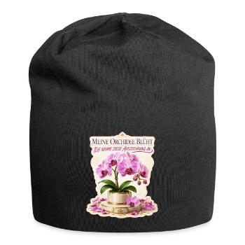 Meine Orchidee blüht, ich nehme diese Auszeichnung - Jersey-Beanie - Schwarz - Vorne