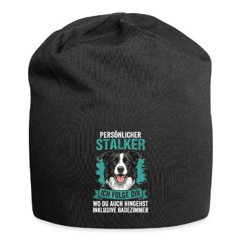 Persönlicher Stalker Hund Spruch Border Collie - Jersey-Beanie - Schwarz - Vorne