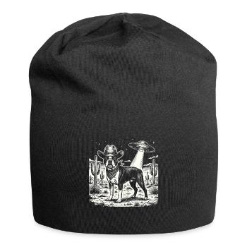 Cowboy Boston Terrier UFO Funny Dog Lover - Jersey Beanie - black - Front