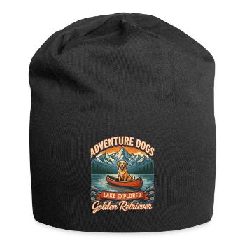 Adventure Dogs - Golden Retriever Vintage Canoe  - Jersey Beanie - black - Front
