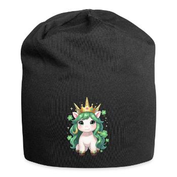 Grünes Einhorn mit Krone St Patricks Day - Jersey-Beanie - Schwarz - Vorne