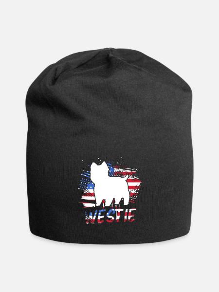 West Highland Terrier - Jersey-Beanie - Schwarz