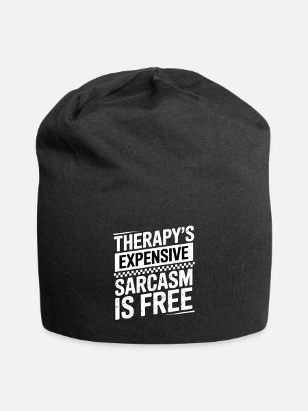 Sarkasmus Kostenlos Therapie Kostet Spaß Geschenk - Jersey-Beanie - Schwarz