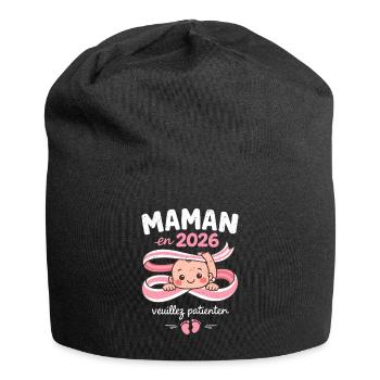 Maman En 2026 Veuillez Patienter Bébé - Bonnet en jersey - noir - Devant