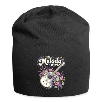 Mélodie Guitare Fleurs Musique - Bonnet en jersey - noir - Devant