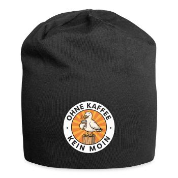 Ohne Kaffee Kein Moin Hamburg Möwe Spruch Design - Jersey-Beanie - Schwarz - Vorne