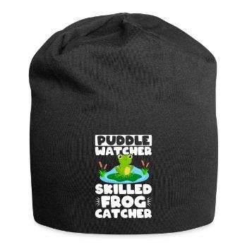 Frog Catcher Puddle Watcher Skilled Frog - Jersey Beanie - black - Front