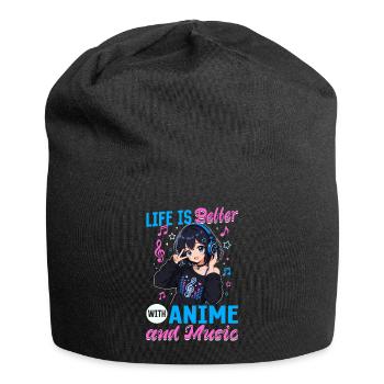 Anime et musique Chibi - Bonnet en jersey - noir - Devant