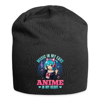 Anime et musique Chibi - Bonnet en jersey - noir - Devant