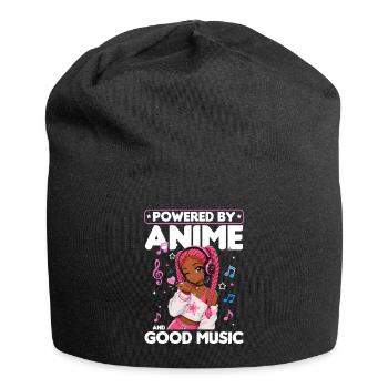 Anime and Music Chibi Black Girl - Jersey Beanie - black - Front