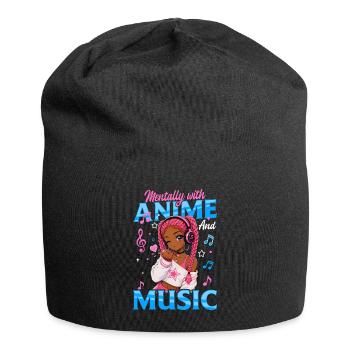 Anime and Music Chibi Black Girl - Jersey-Beanie - Schwarz - Vorne