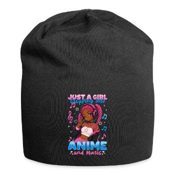 Anime et musique Chibi Black Girl - Bonnet en jersey - noir - Devant