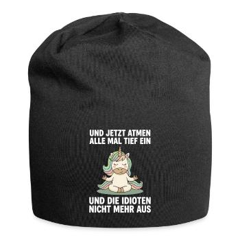 Yoga Einhorn einmal einatmen und ausatmen Einhorn - Jersey-Beanie - Schwarz - Vorne