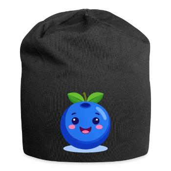 Cute Blue Blueberry – Kawaii Style Illustration - Jersey Beanie - black - Front
