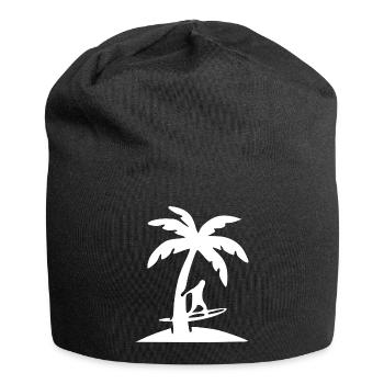 surf surfer palm tree gift summer vacation - Jersey Beanie - black - Front