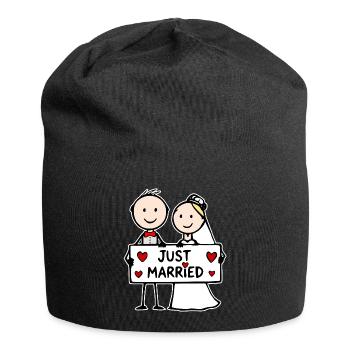 Hochzeitspaar Cartoon just married - Jersey-Beanie - Schwarz - Vorne