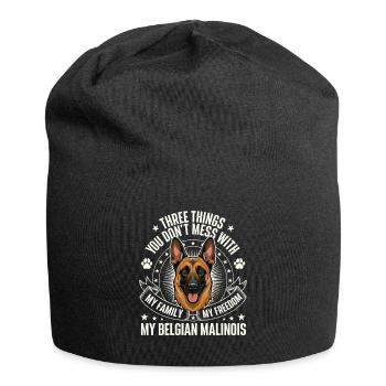 Family Freedom Belgian Malinois Warning - Jersey Beanie - black - Front