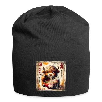 Highland Cow Ramen Vintage Poster Style - Jersey-Beanie - Schwarz - Vorne