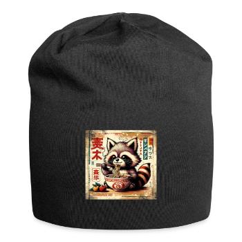 Waschbär Ramen Vintage Poster Style - Jersey-Beanie - Schwarz - Vorne