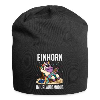 Einhorn Urlaubsmodus Männer Camping Fun Shirt  - Jersey-Beanie - Schwarz - Vorne