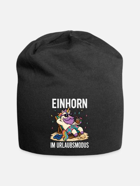 Einhorn Urlaubsmodus Männer Camping Fun Shirt  - Jersey-Beanie - Schwarz