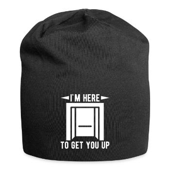 Funny Elevator Mechanic I ́m Here Get You Up Gift - Jersey Beanie - black - Front