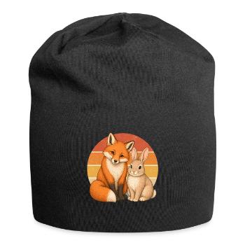 Fox and Rabbit - Jersey Beanie - black - Front