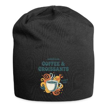 Breakfast Morning Bliss Coffee And Croissants - Jersey Beanie - black - Front