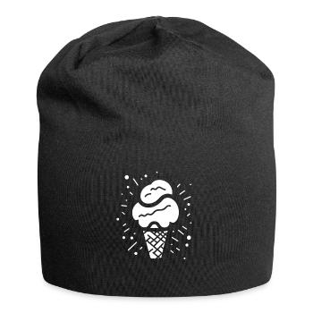 Dessin de cornet de glace - Bonnet en jersey - noir - Devant