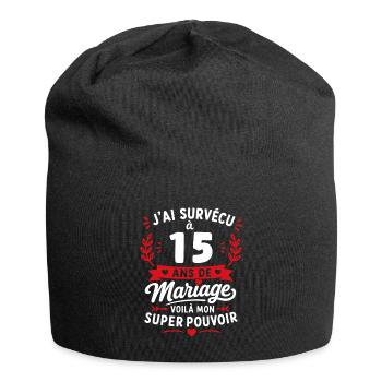 Survivre 15 ans de mariage : super pouvoir - Bonnet en jersey - noir - Devant