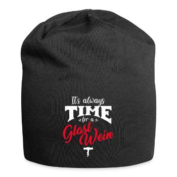 It's always Time for a glass of wine - Jersey Beanie - black - Front