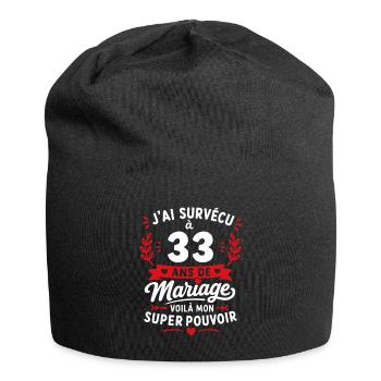 33 Ans de Mariage : Mon Super Pouvoir - Bonnet en jersey - noir - Devant