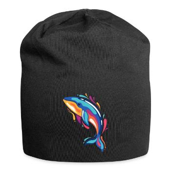 Baleine colorée dans l’océan pour les amateurs de mer et - Bonnet en jersey - noir - Devant