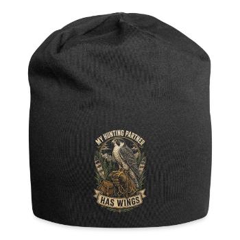 Falknerei Falkner, mon partenaire de chasse, a des ailes - Bonnet en jersey - noir - Devant