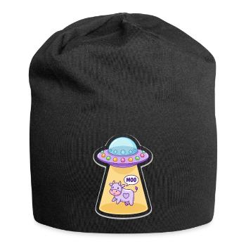 MOO Vache extraterrestre drôle dans un dessin animé UFO Light Beam - Bonnet en jersey - noir - Devant