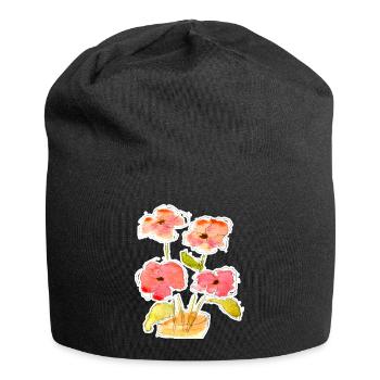 Bouquet de fleurs aquarellé - Bonnet en jersey - noir - Devant