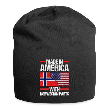 Norvège, Norge, Amérique, Fjords patriotiques, Scandinaves - Bonnet en jersey - noir - Devant