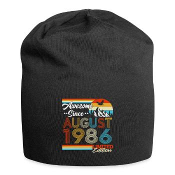 Cadeau d’anniversaire vintage d’août 1986 rétro - Bonnet en jersey - noir - Devant