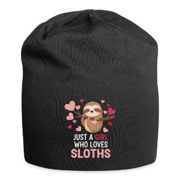 Faultierliebe: Just a Girl Sloths - Jersey-Beanie - Schwarz - Vorne
