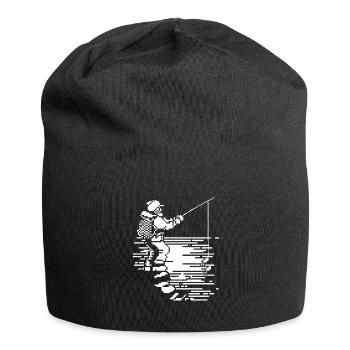 Angeln Pixel Art - Jersey-Beanie - Schwarz - Vorne