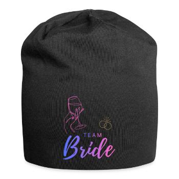 Team Bride Weinglas und Ringe - Jersey-Beanie - Schwarz - Vorne