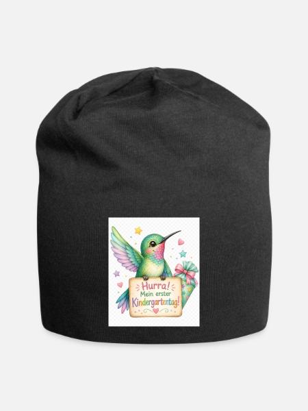 Hurra: Erster Kindergartenstart - Jersey-Beanie - Schwarz