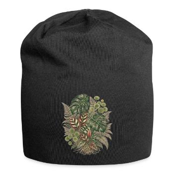 Botanical Jungle – Vintage Plant Bouquet - Jersey Beanie - black - Front