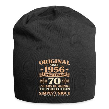 Baujahr 1956 Geburtstag 70 Jahre Vintage - Jersey-Beanie - Schwarz - Vorne