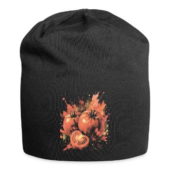 Rotes Tomatengemüse-Splash-Kunst-Aquarell - Jersey-Beanie - Schwarz - Vorne