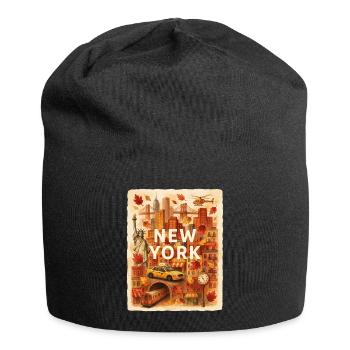 Herbst-Sketch aus New York City - Jersey-Beanie - Schwarz - Vorne