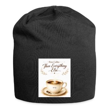 first_coffe_everything_else - Jersey-Beanie - Schwarz - Vorne